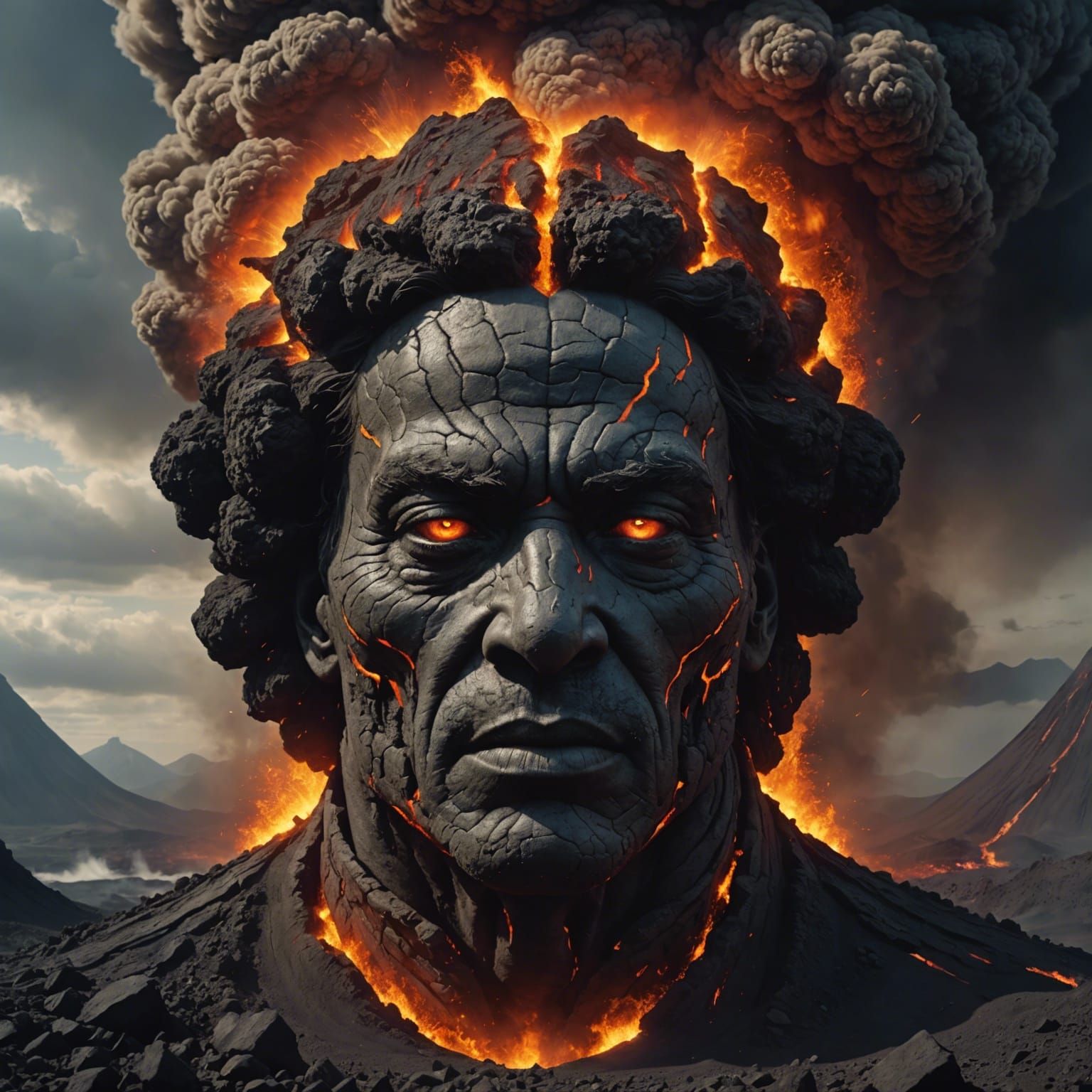 Volcanic Human Face: Epic Digital Matte Painting