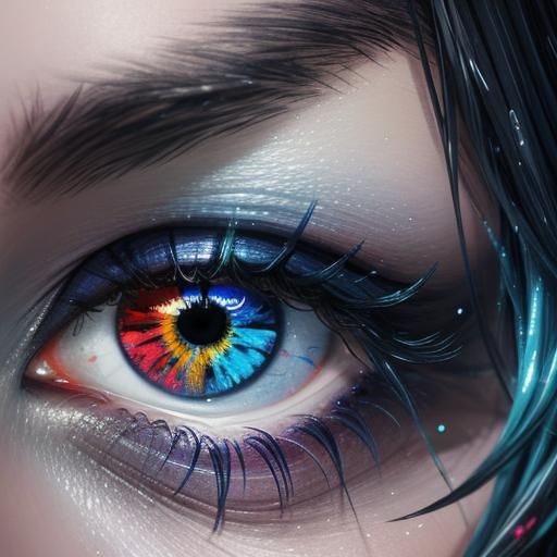 Colorful Crying Face Expressing Loneliness in Splash Art