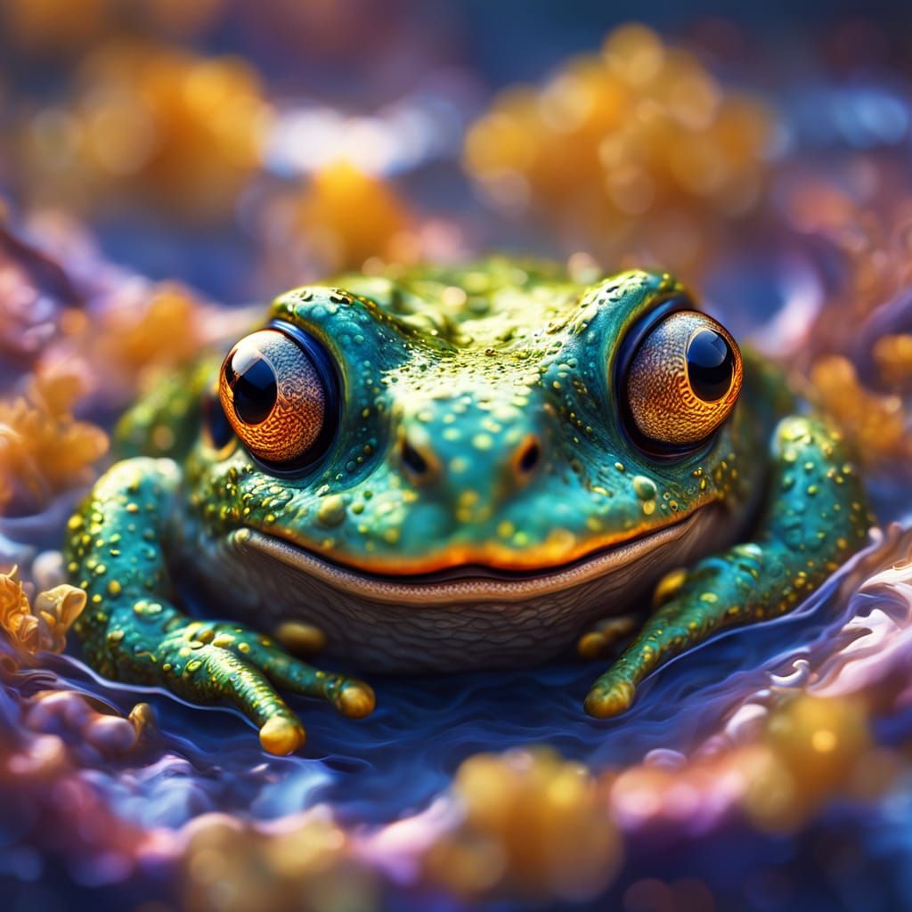 Mesmerizing Hypnotic Toad Eyes: Surreal Oil Painting