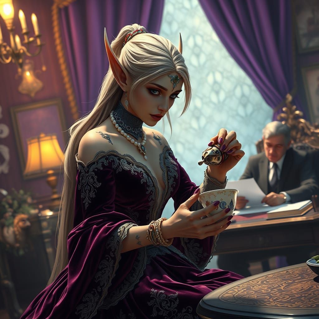 Fantasy Elf Woman's Secret Tea Party