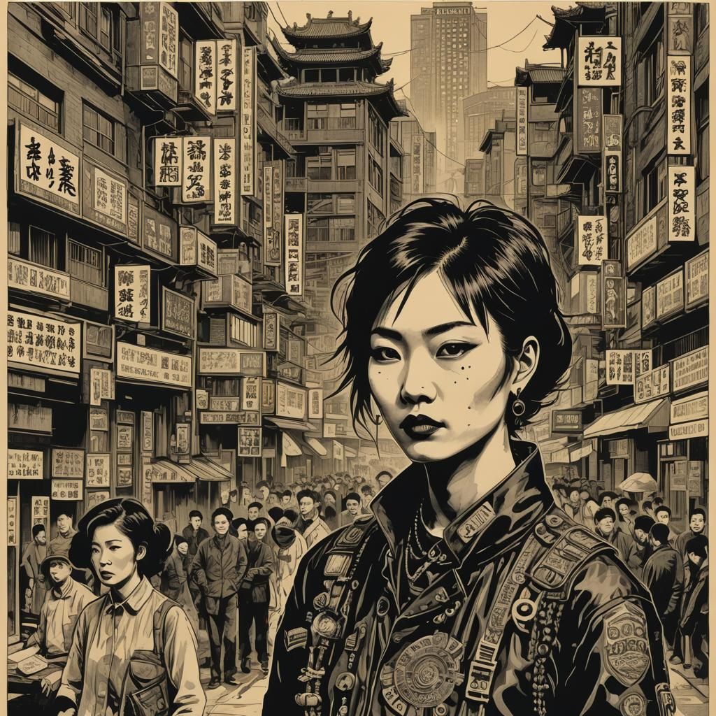 Chinatown Punk Graphic Art: Cursed Cryptic Echoes