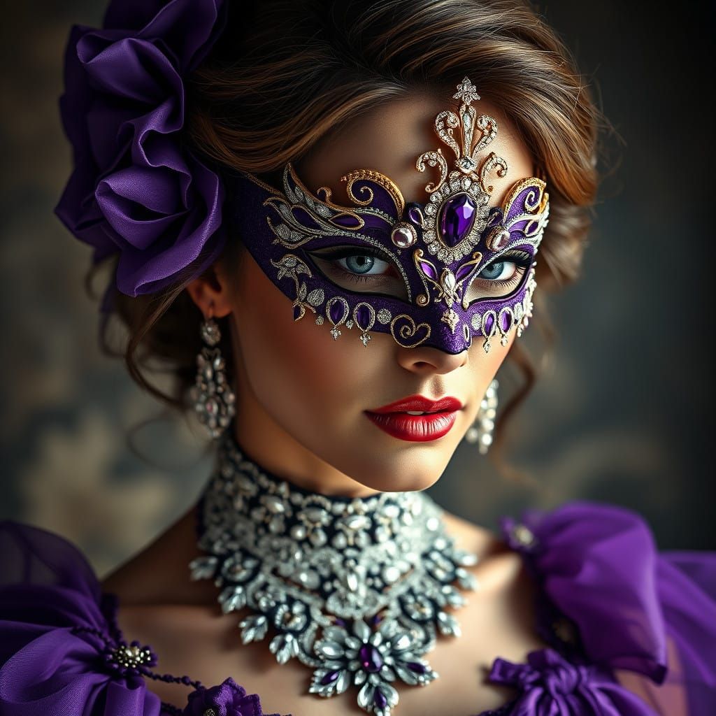 Hyperrealistic Portrait of a Woman in a Lavish Ball Gown