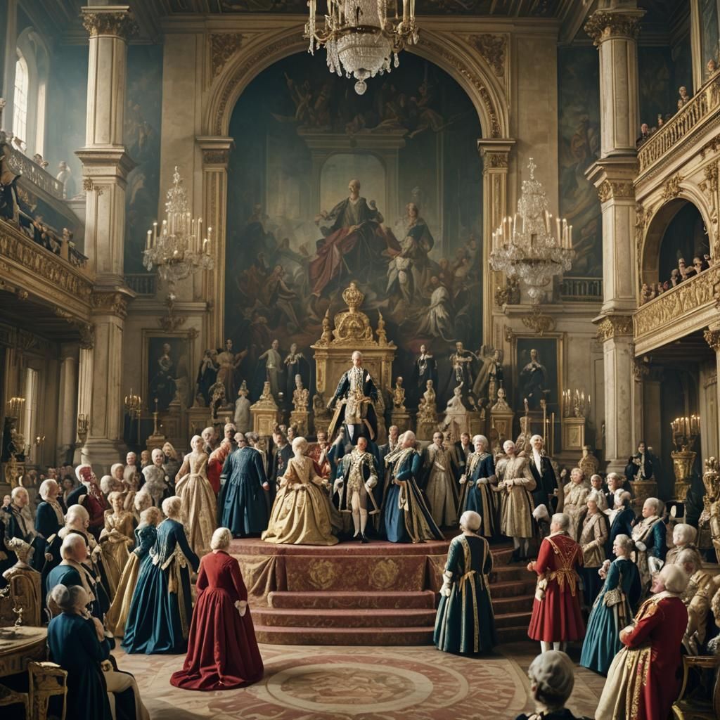 Lavish Court Scene in 18th Century France