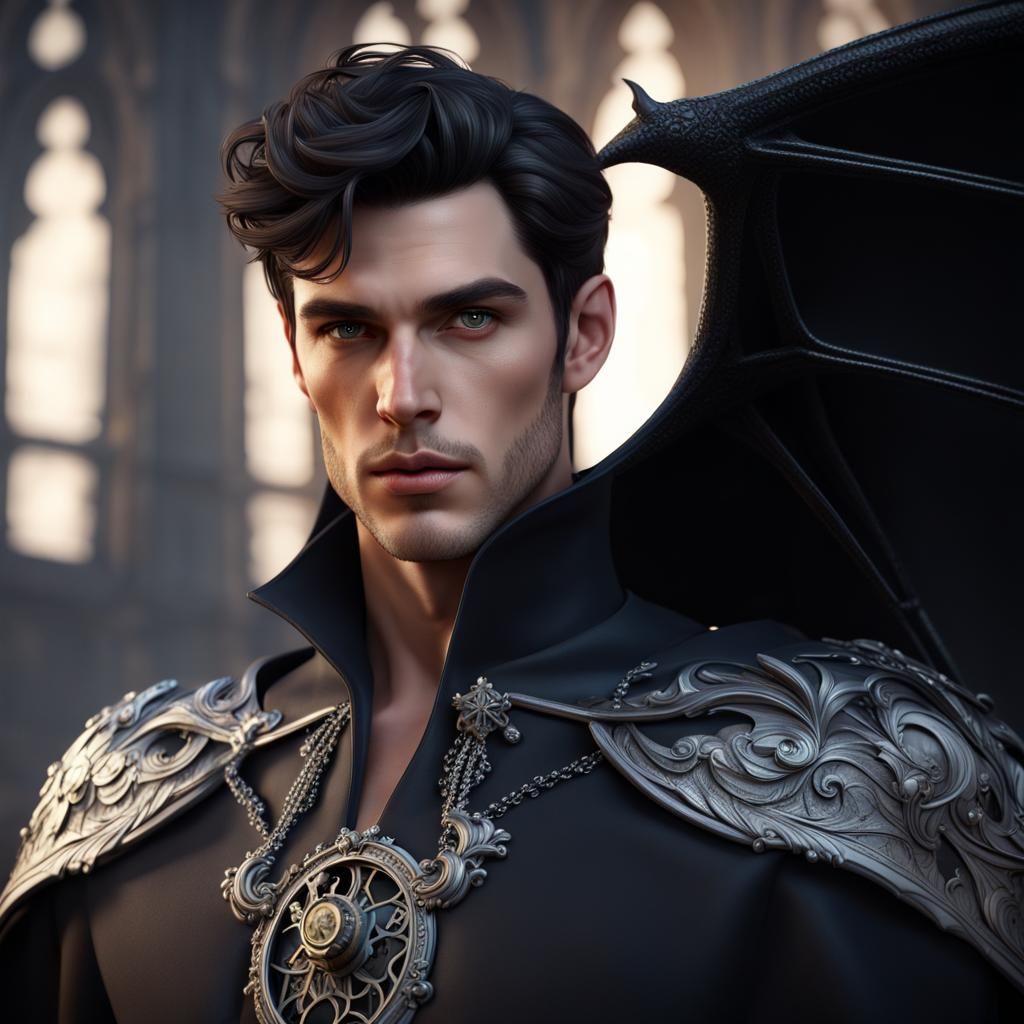 Fantasy Prince with Bat Wings Digital Portrait