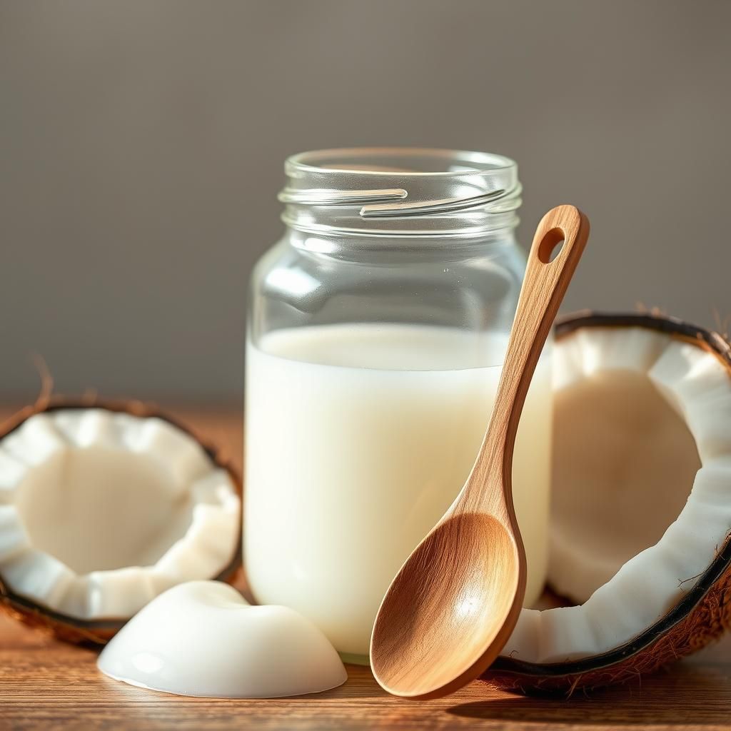 Coconut Oil in Glass Jar Still Life