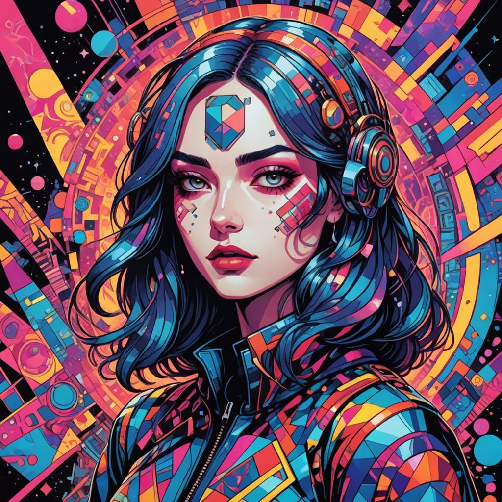 comix psychedelic art geometric futurism egirl