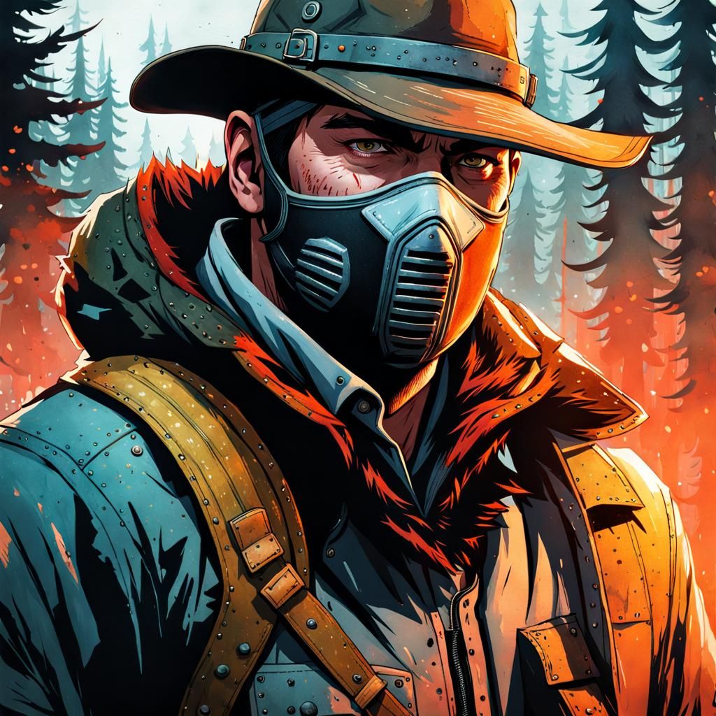 Trapper Portrait in Watercolor Style