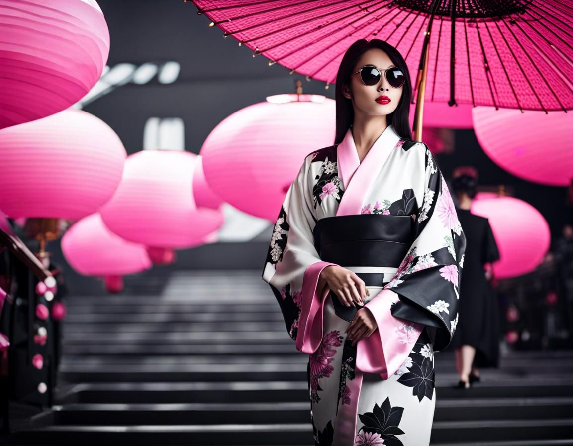 Japanese Woman in Kimono, Film Noir Photo