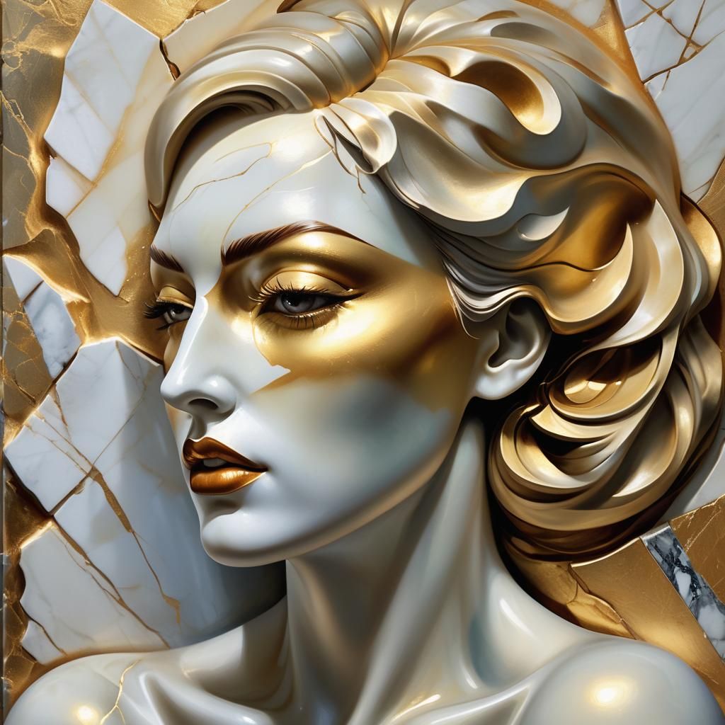 Marble Woman: a Surrealist Oil Painting