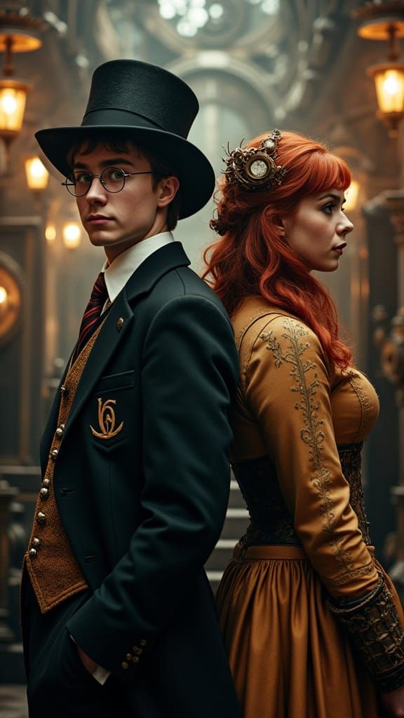 Harry Potter and Ginny Weasley in Steampunk Style