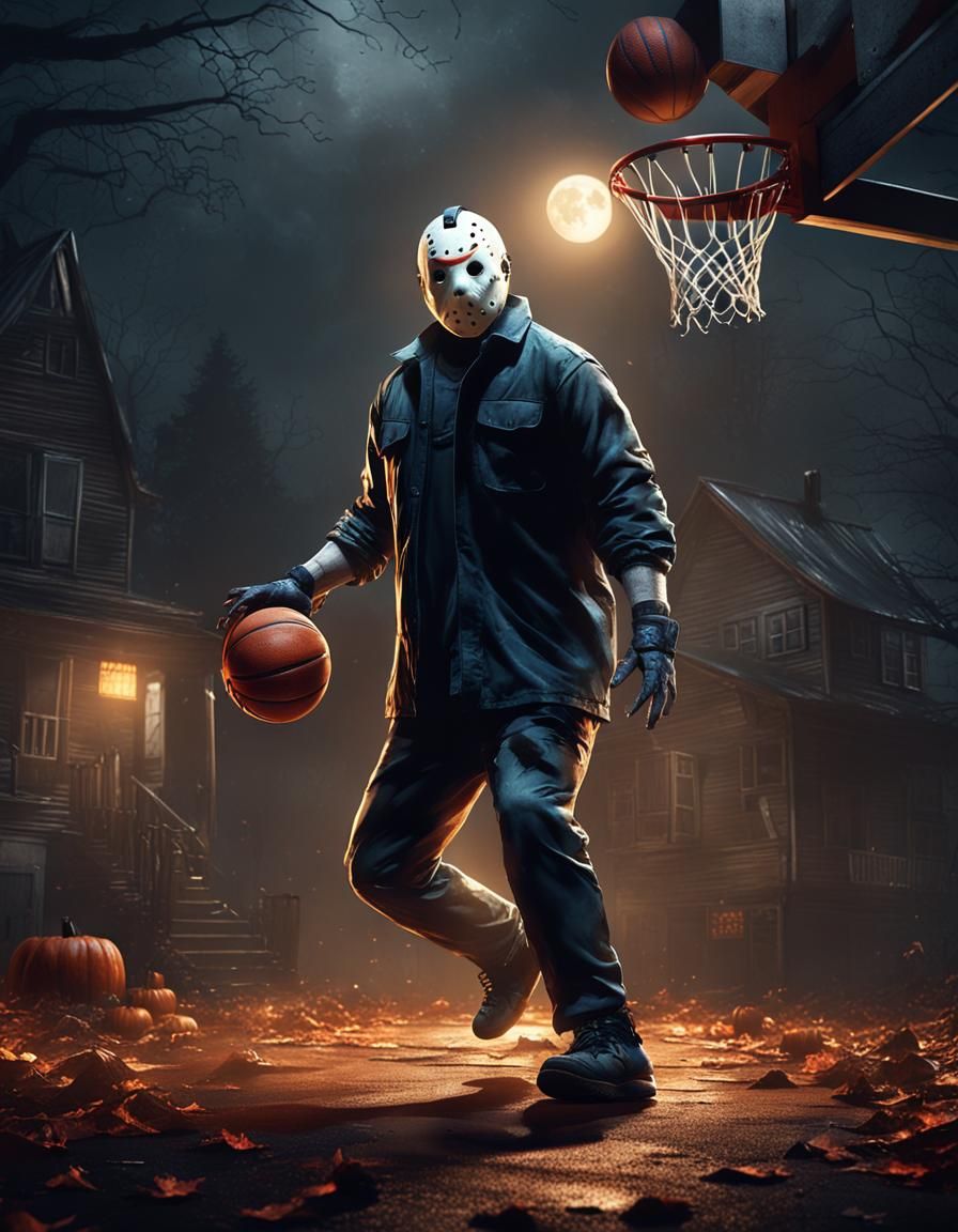 Horror Icons Play Basketball on Halloween Night