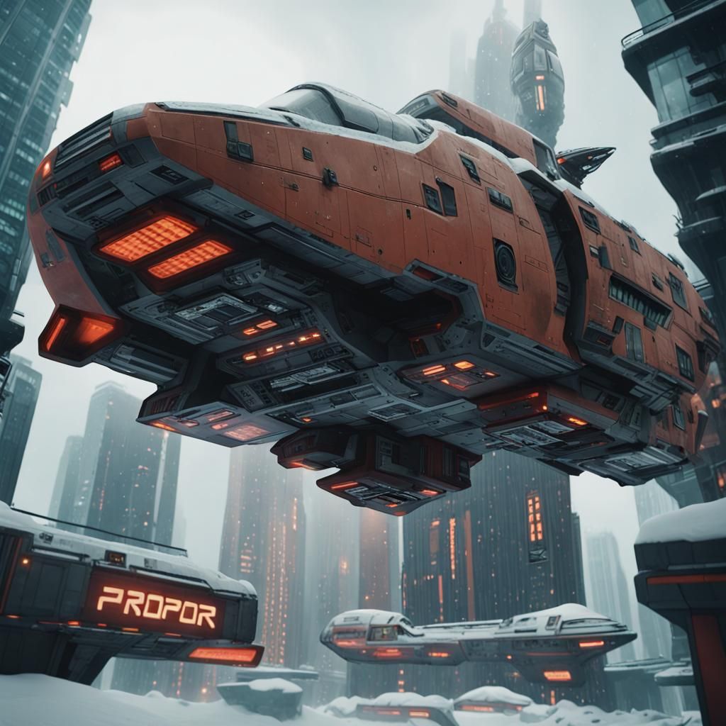 spaceship hovers