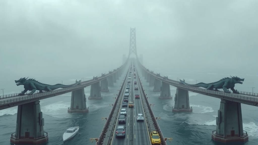 Epic Dragon Bridge Over Ocean