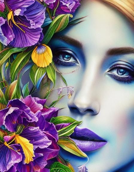 Floral Woman Portrait in Hyperdetailed Artistic Style