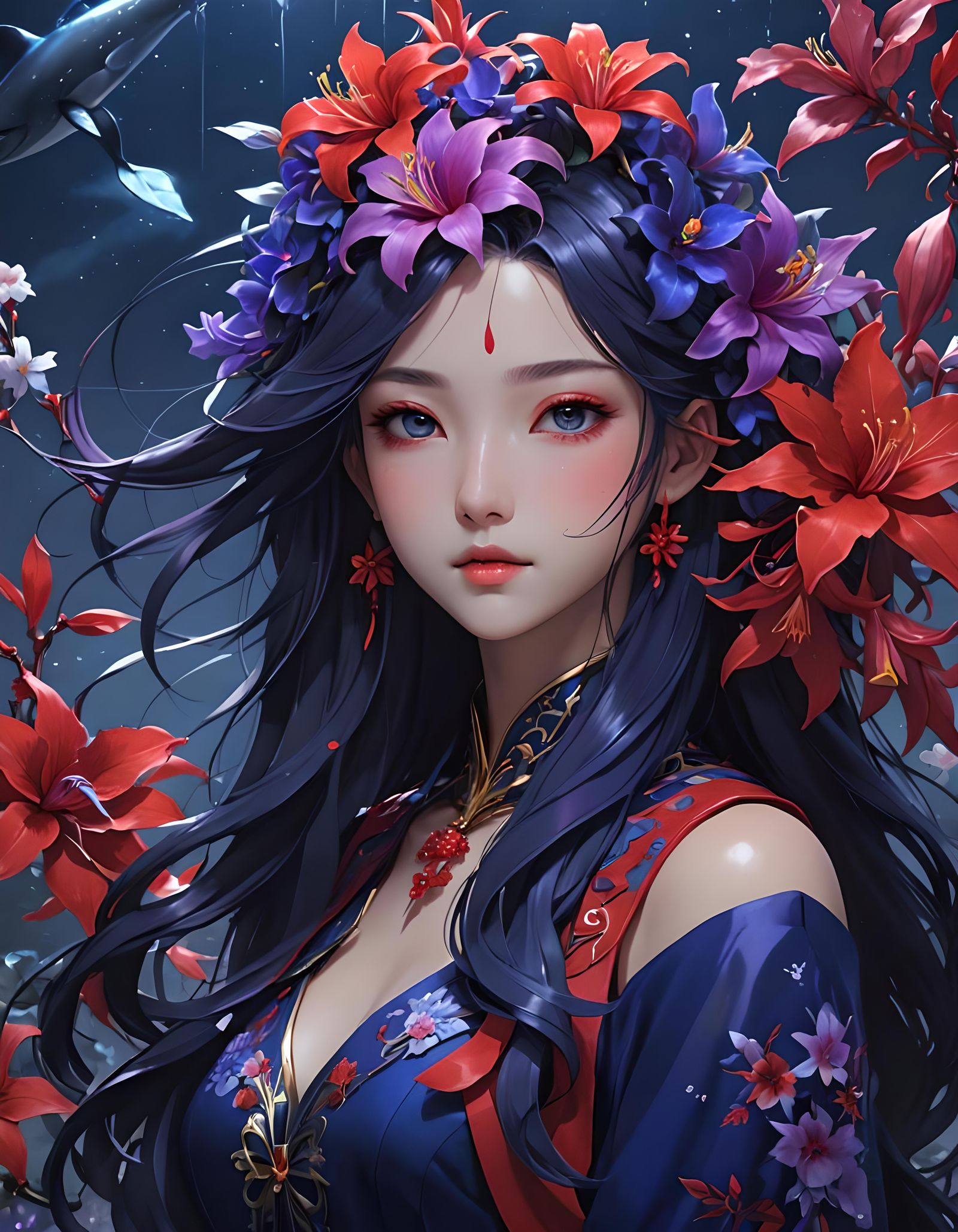 Flowering Mind: Elegant 3D Anime Concept Art