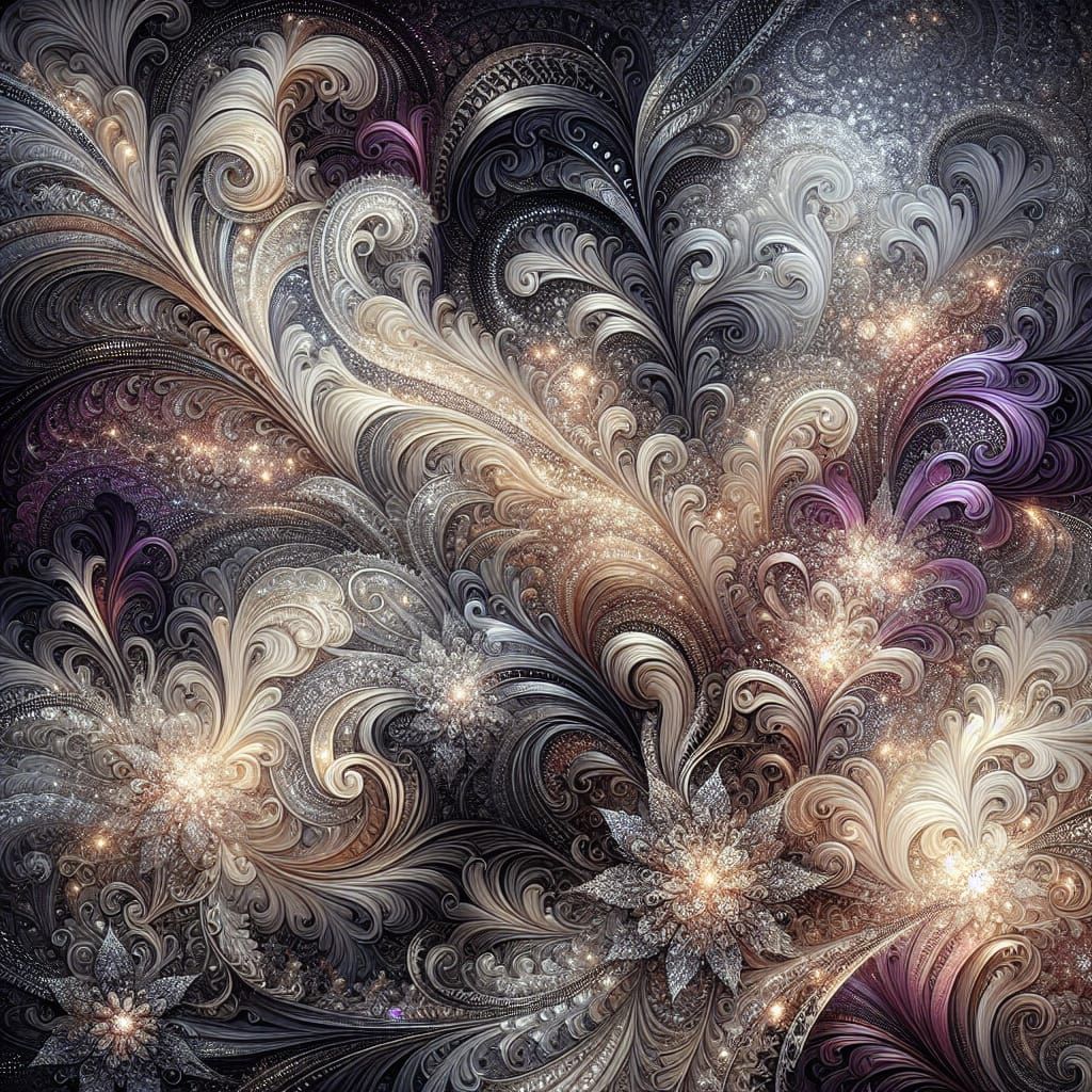 Intricate Filigree Wallpaper with Silver Accents