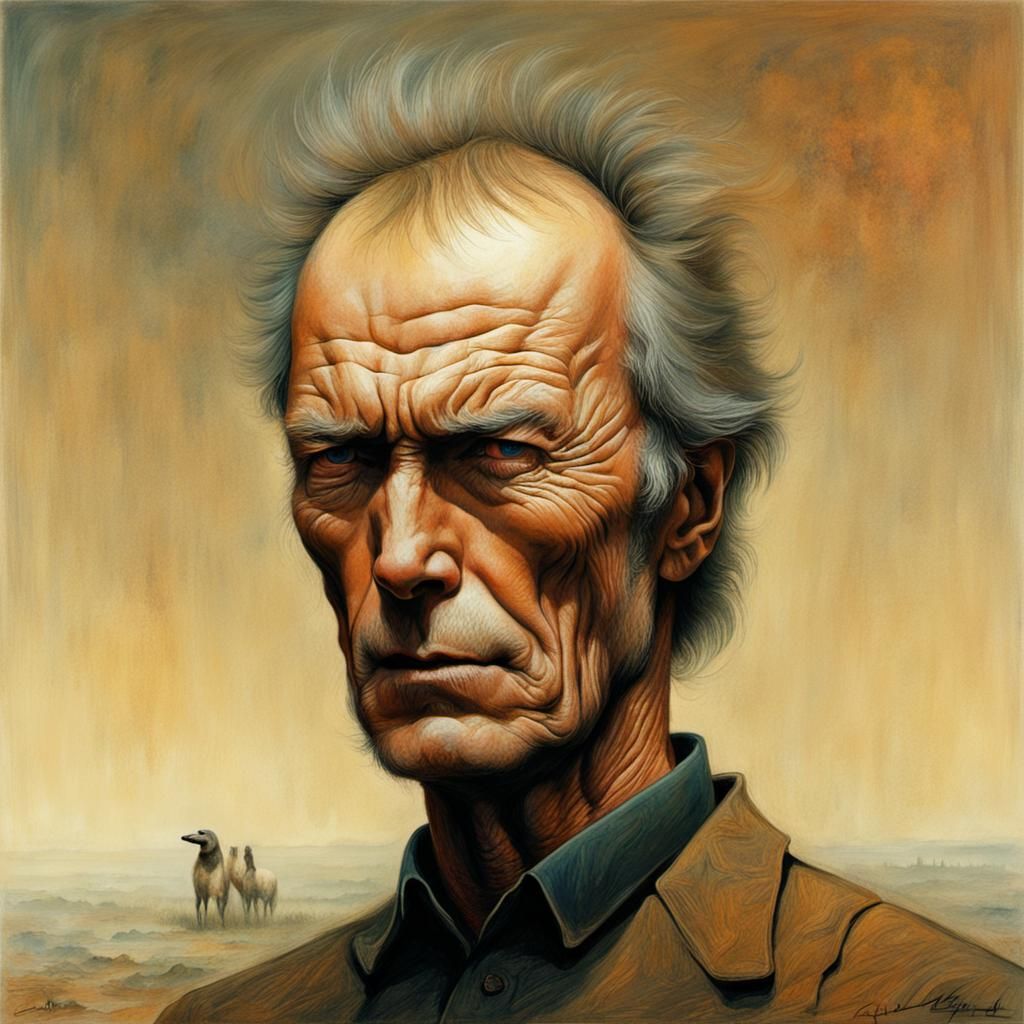 Clint Eastwood in Beksinski Style