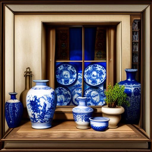 Antique Shop Window Display as Matte Painting