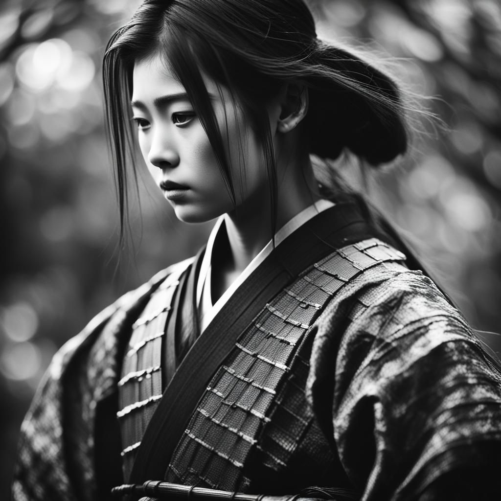 Samurai Woman Black and White