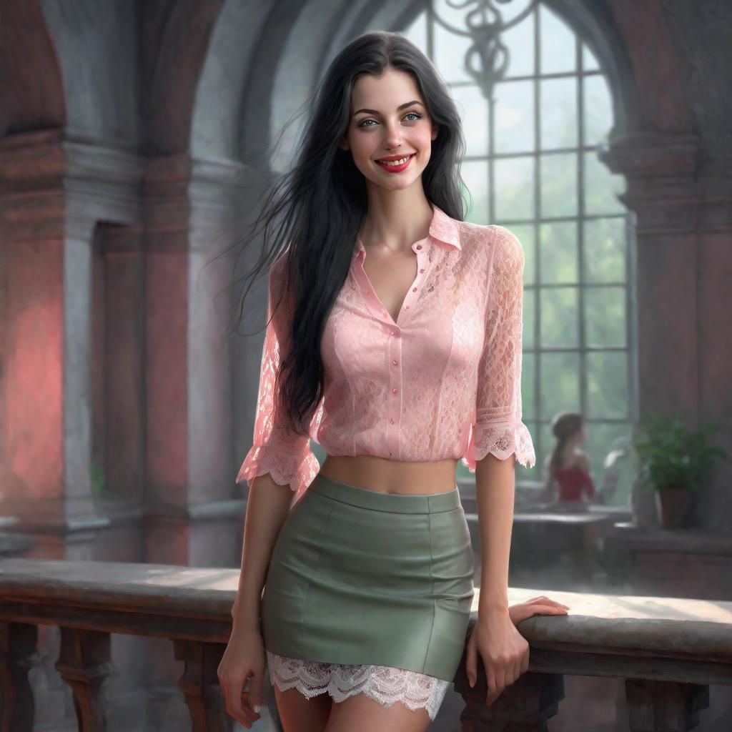 Sensual Woman with Black Hair as Digital Art