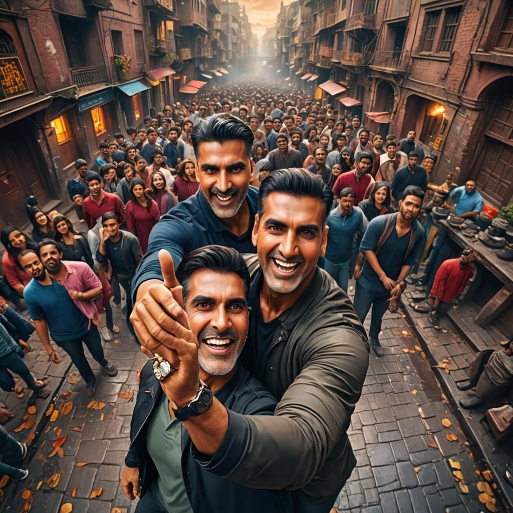 Selfie with Akshay Kumar: Detailed Digital Painting
