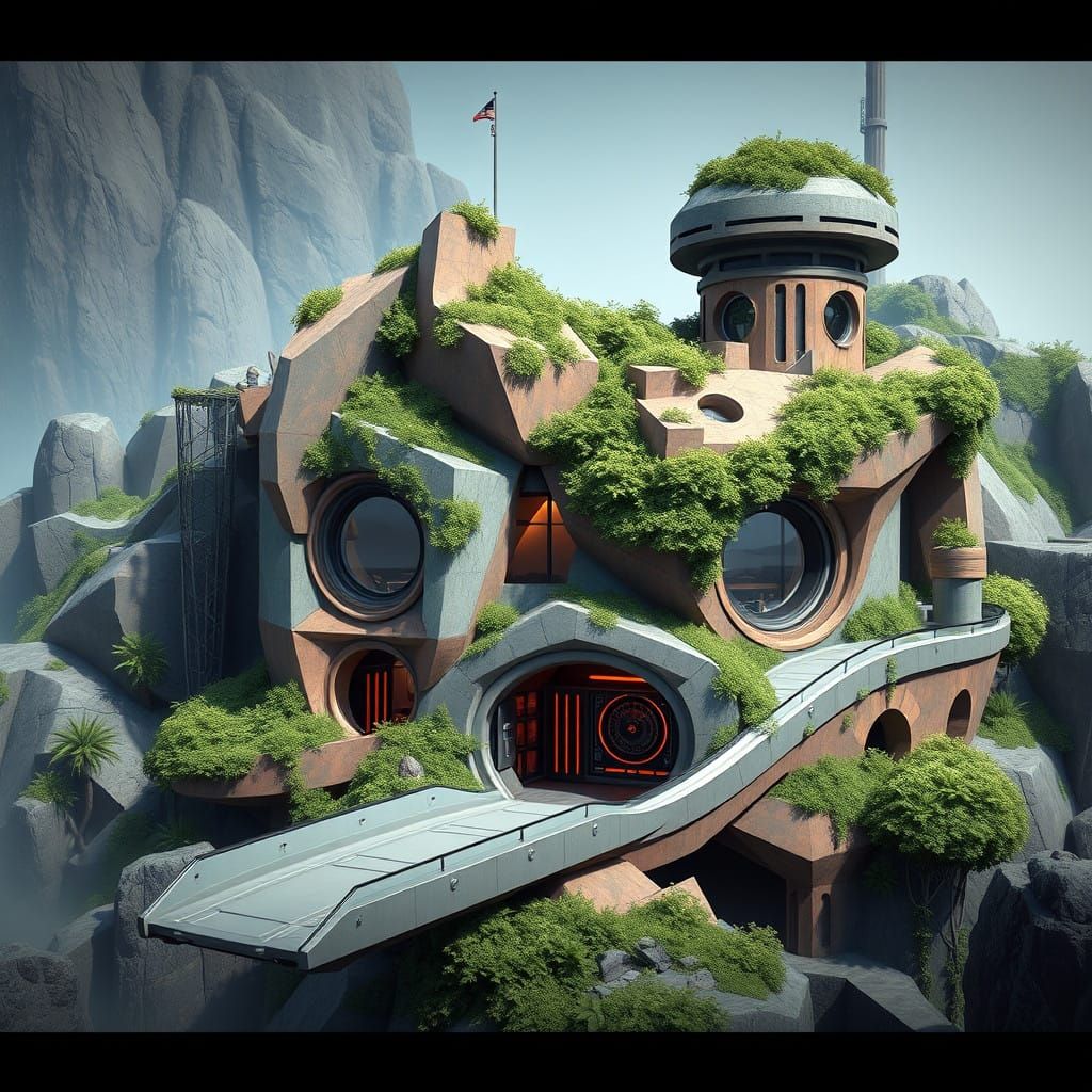 Futuristic Subterranean Castle in Matte Painted Style