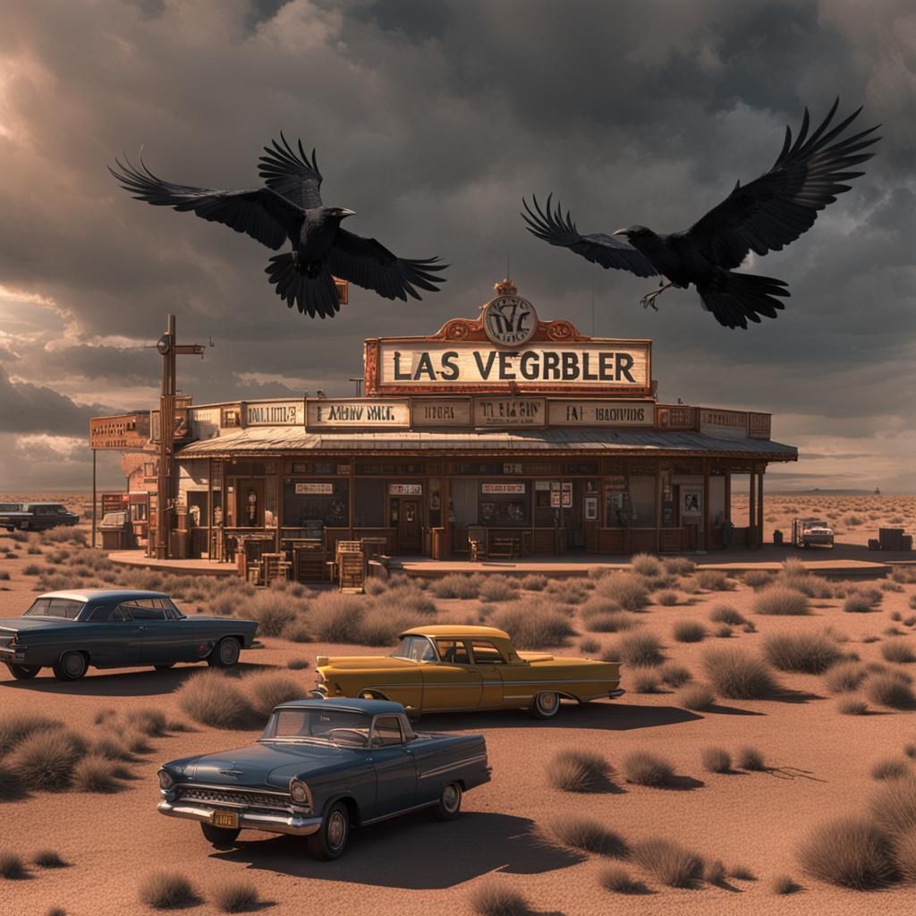 Las Vegas Gambler: Flight of Crows in Cinematic Style
