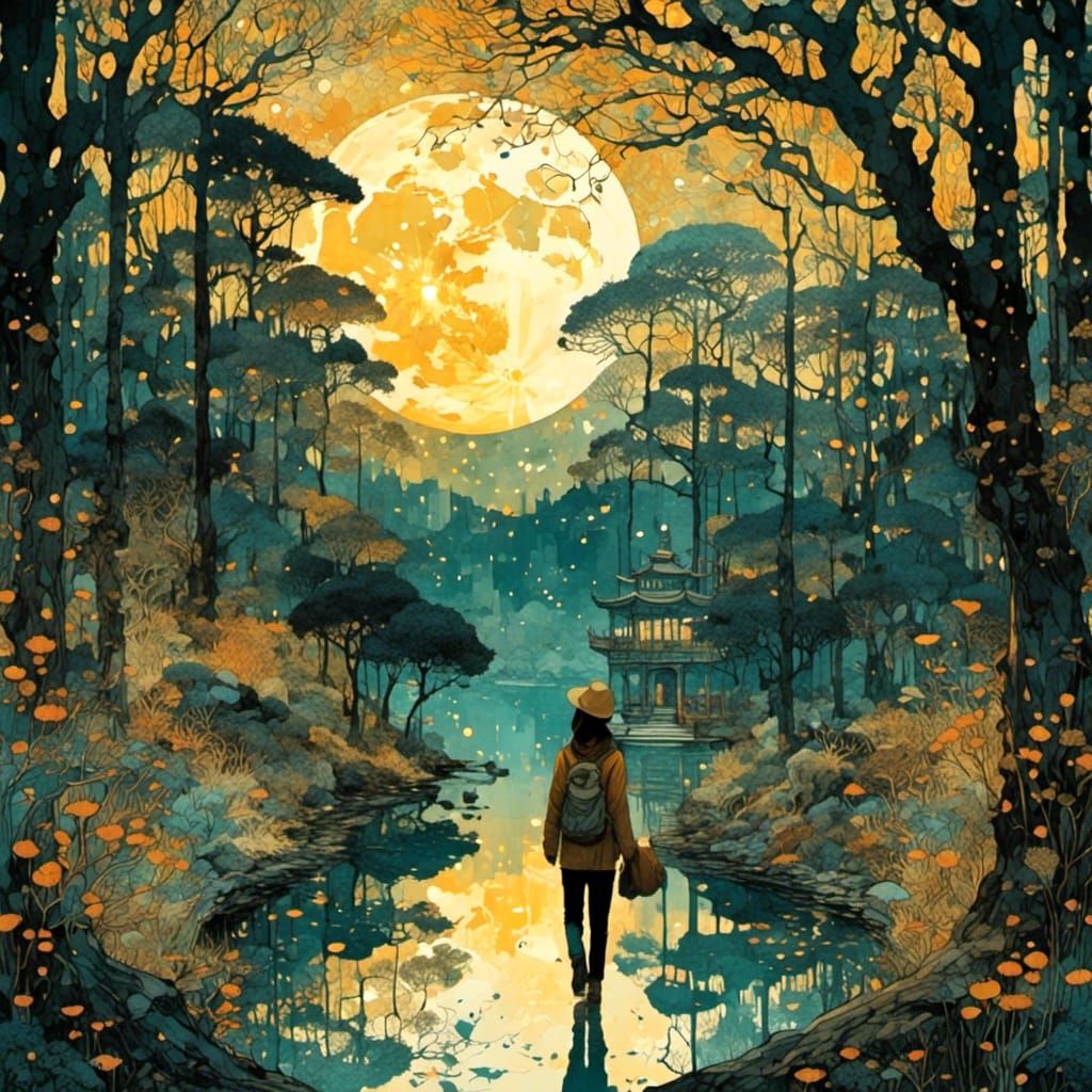 Golden Moon Portal to Winter Paradise