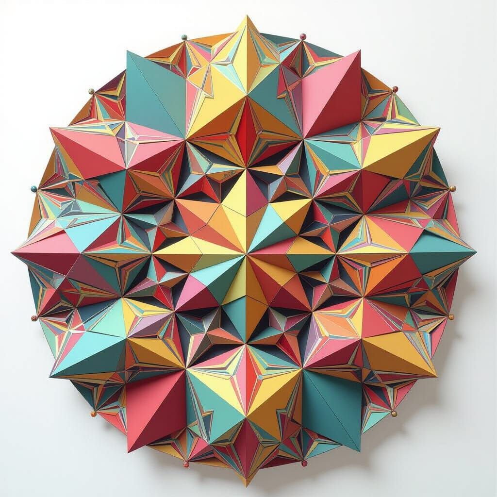 Harmonious Geometric Tetrahedrons in Futuristic Style