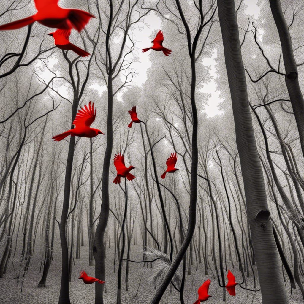 Monochromatic Forest with Red Cardinals in HDR