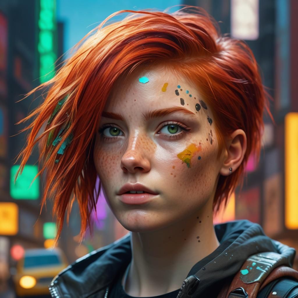Biopunk Post-Punk Redhead Portrait