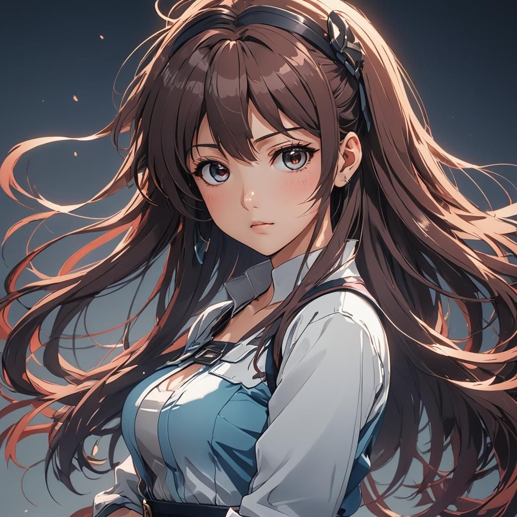 Anime Woman in Cel-Shaded Manga Style