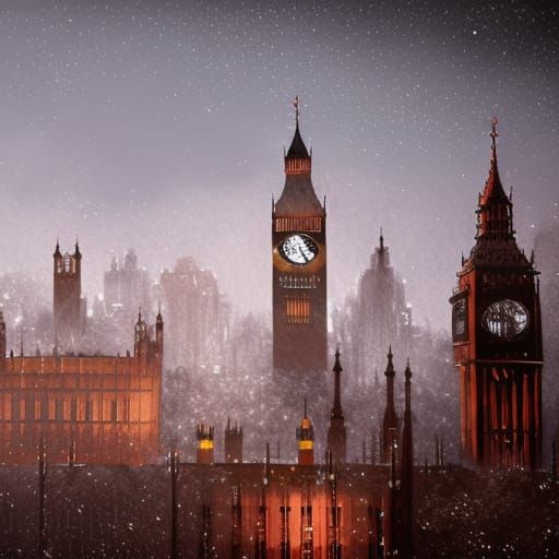 Big Ben in Winter: Detailed Matte Painting