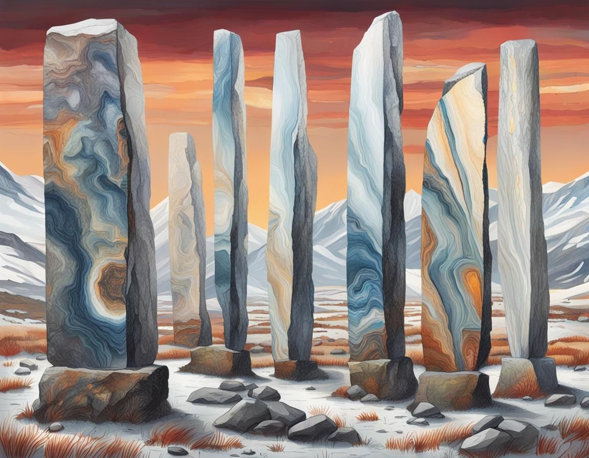 Vernal Equinox Standing Stones with Marbling Texture
