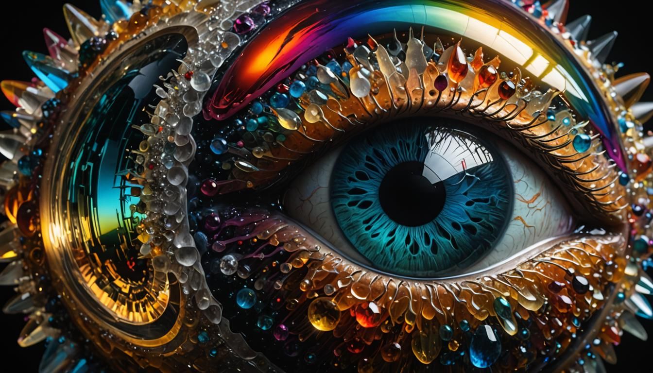 Quartz Crystal Human Eyeball in Hyperrealistic Style