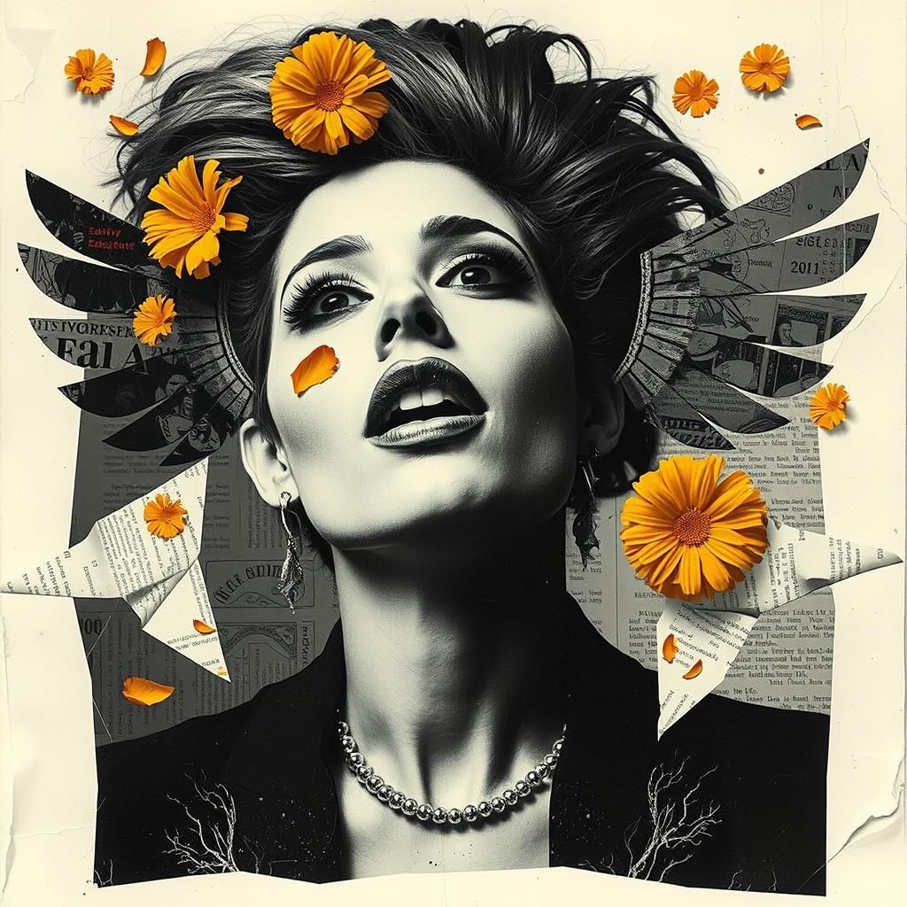 Surreal Photogram Portrait with Geometric Collage