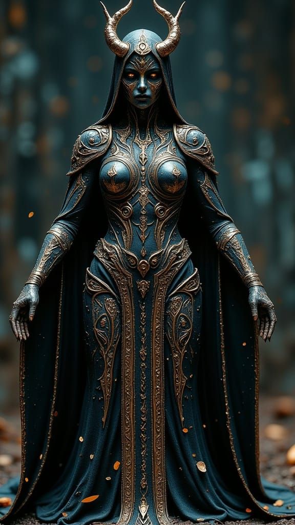 Mary Magdalene Sculpture with Bioluminescent Tattoos