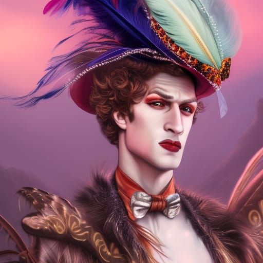 Elaborate Male Burlesque Dancer in Detailed Matte Painting