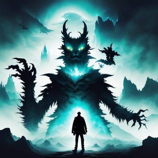 Shadow Monster's Eerie Insomnia with Colorful Creature