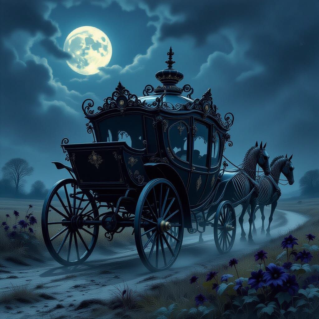 Ornate Berlin Carriage on Moonlit Moor