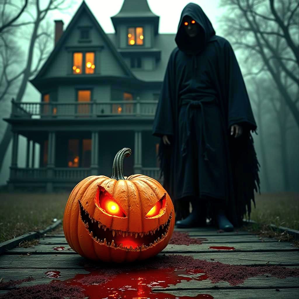 Sinister Halloween Pumpkin in Dark Biomechanical Style