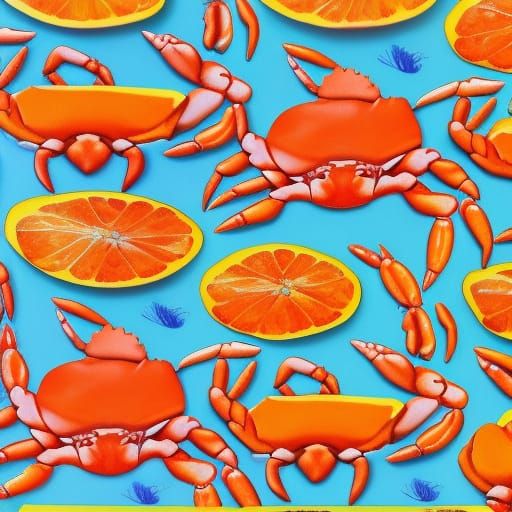 Vibrant Candyland Crab with Gouache Swirls