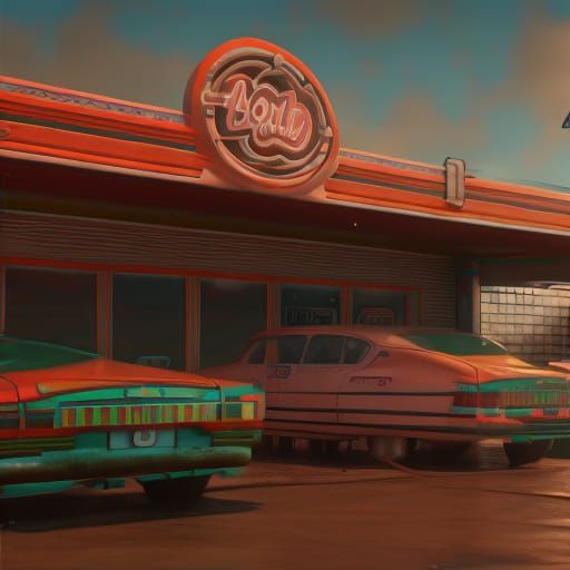 Retro 90s Gas Station Concept Art