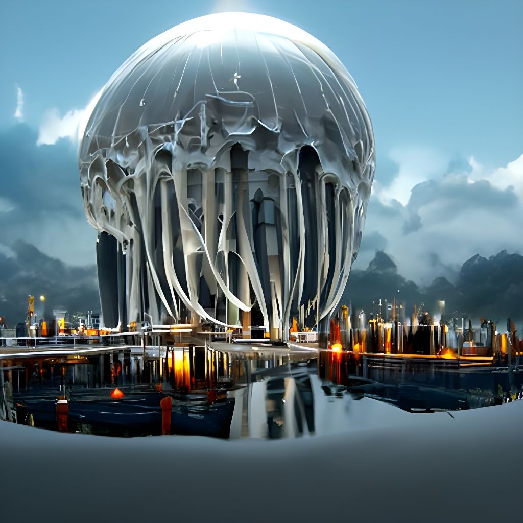 Jellyfish Cathedral in Glass Orb: Digital Illustration