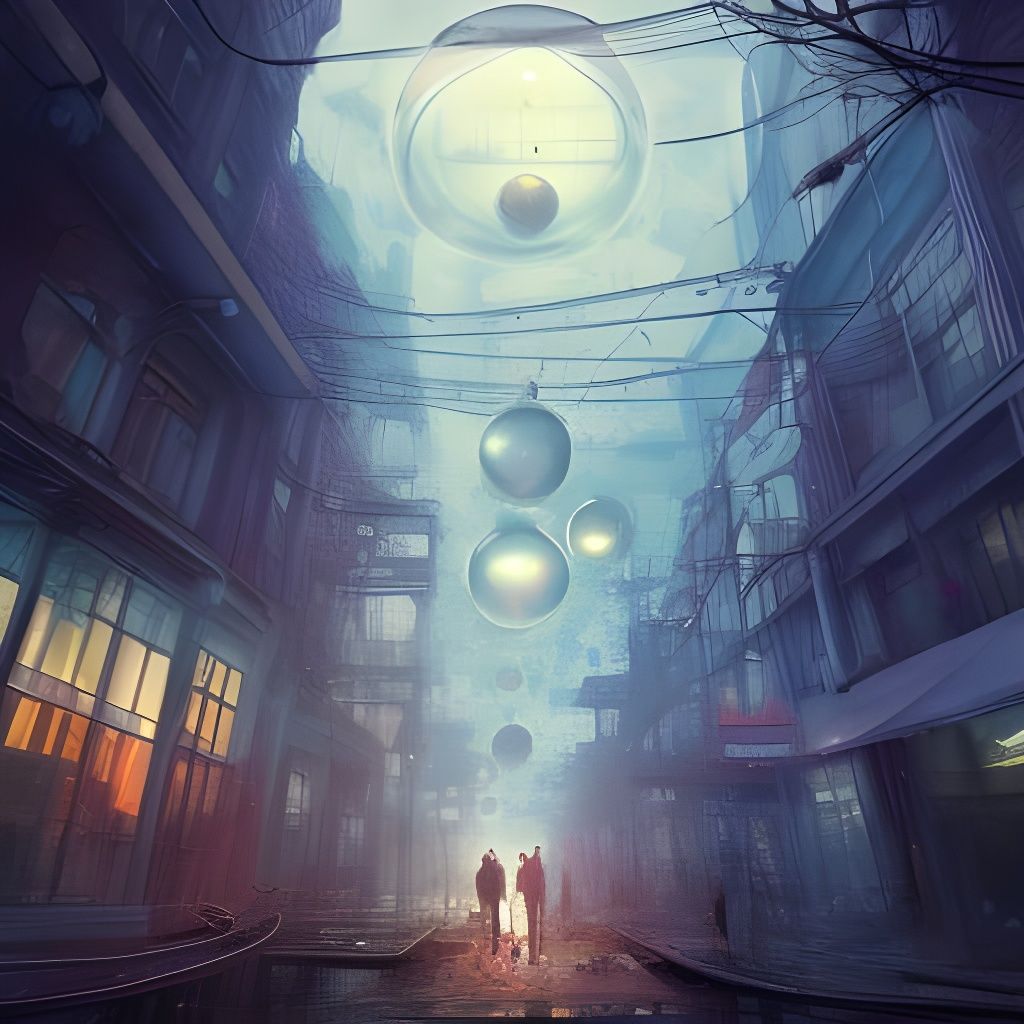 Steampunk City Under Glass Bubble Storm