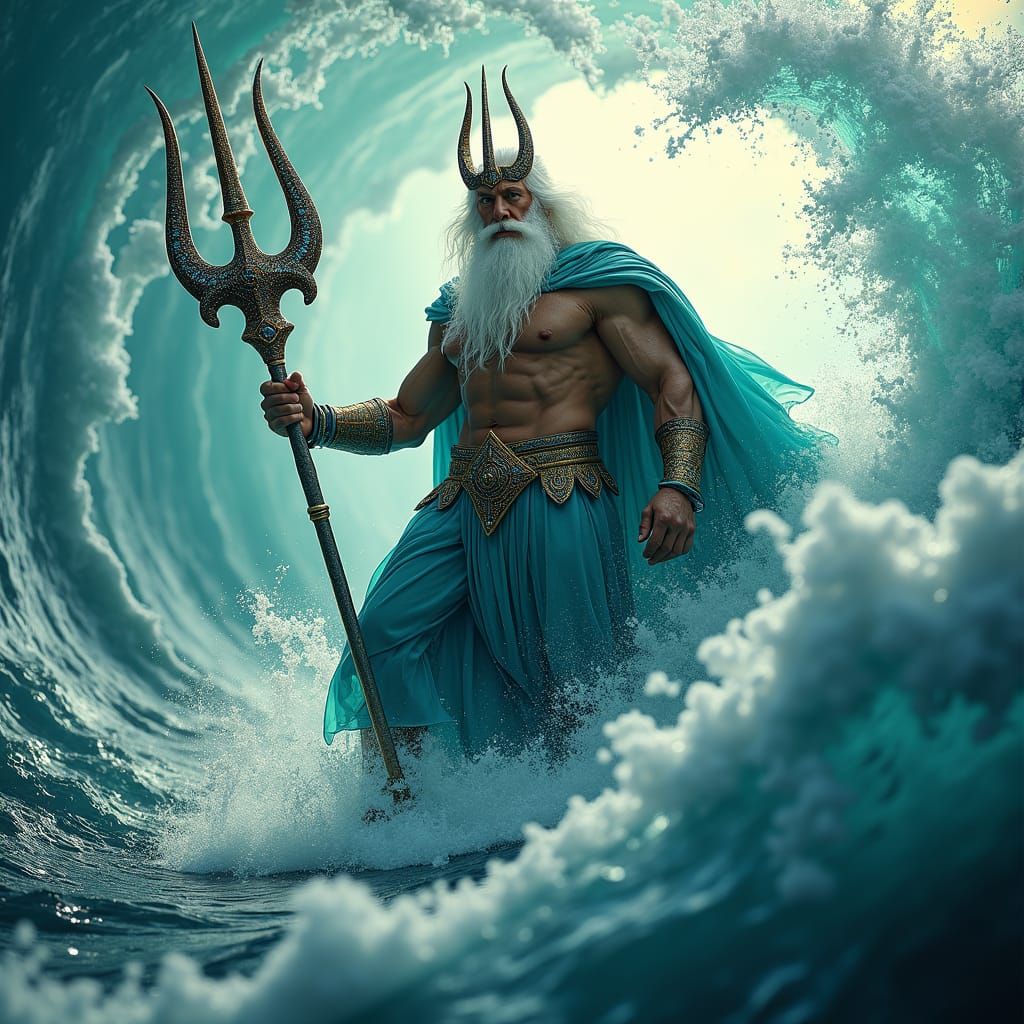 Majestic Triton, King of the Ocean in Cinematic Style