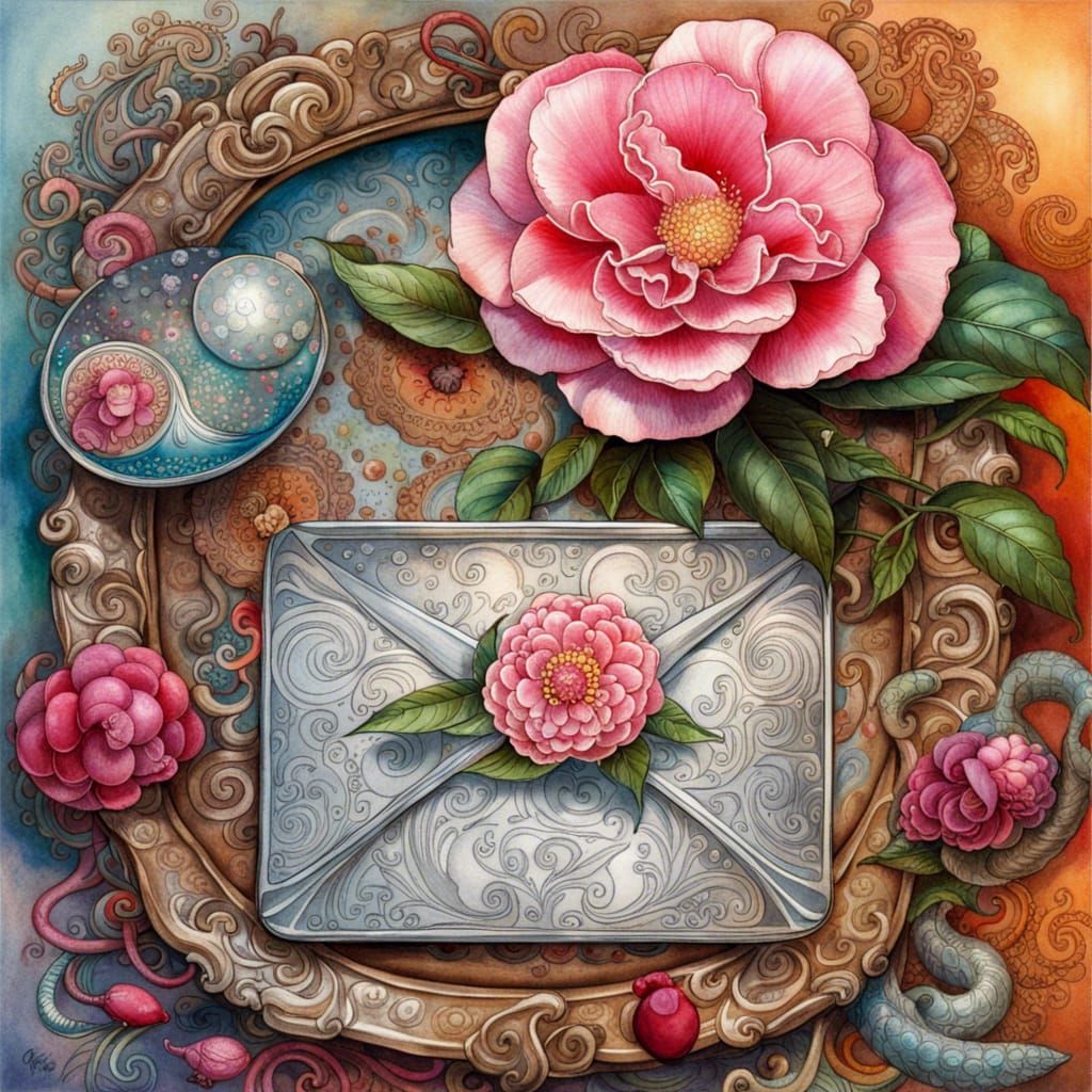 Camellia Flower Still Life with Fantasy Elements