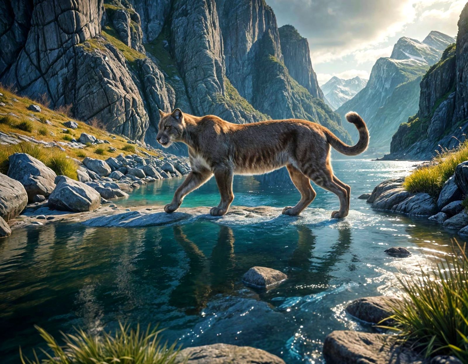 Serenity in Hyperreal Fjord Landscape