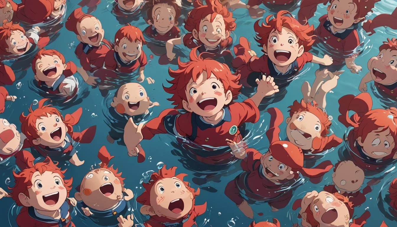 Laughing Ponyo in 3D Anime Art Style