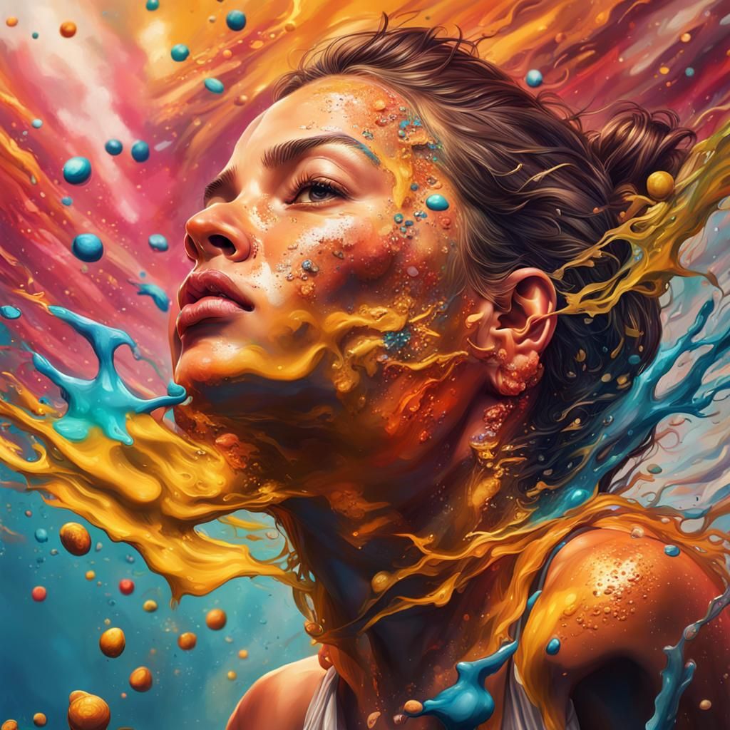 Hyperrealistic Women Bathing in Splash Art Style